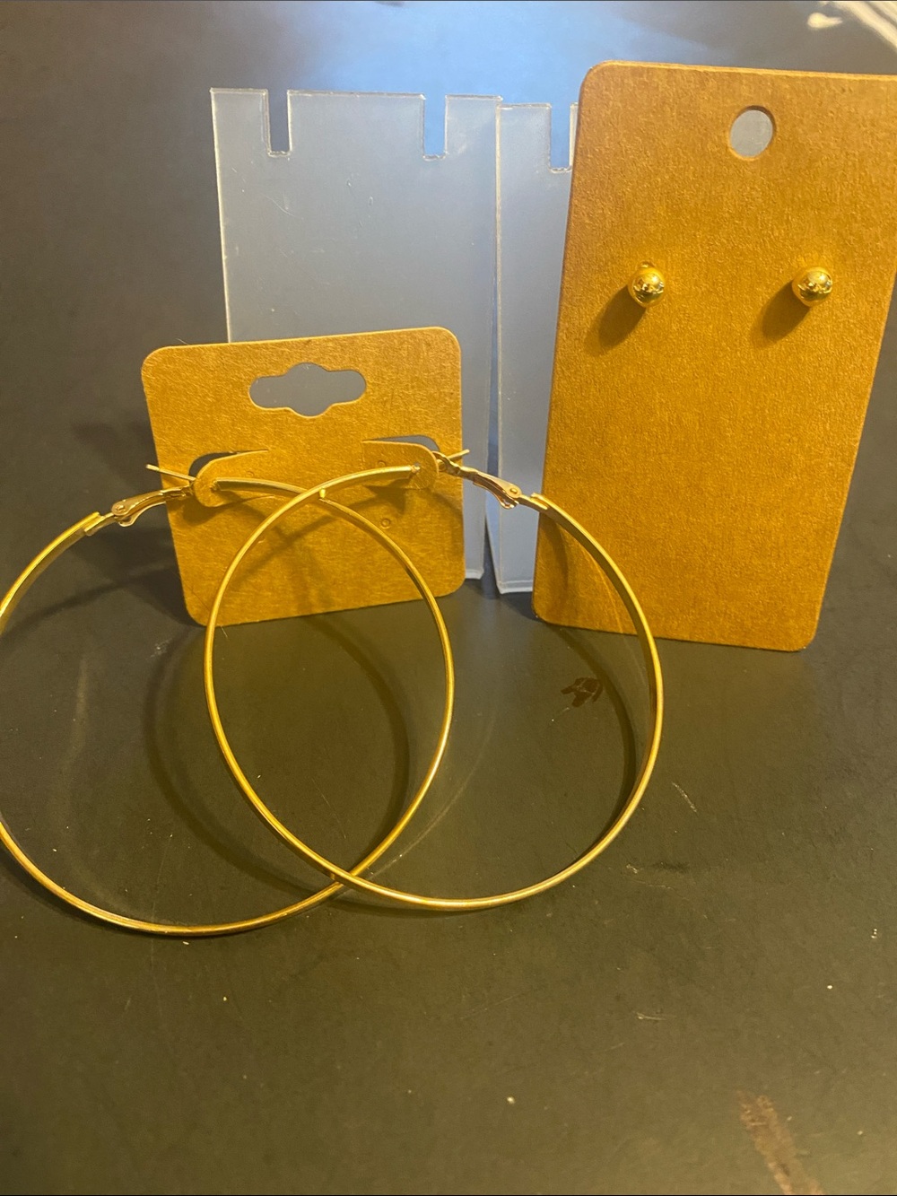 Gold Hoop Earrings and Stud Set - Women Jewelry